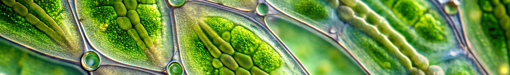 microscopic view of green algae