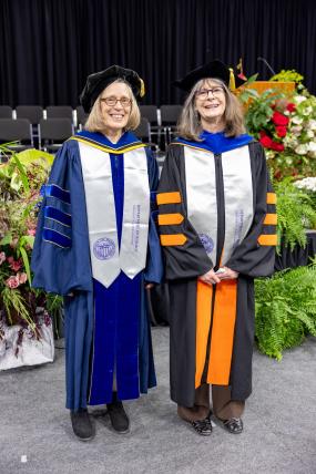 Biology Chair Marti Bosma with distinguished speaker Mary Brunkow