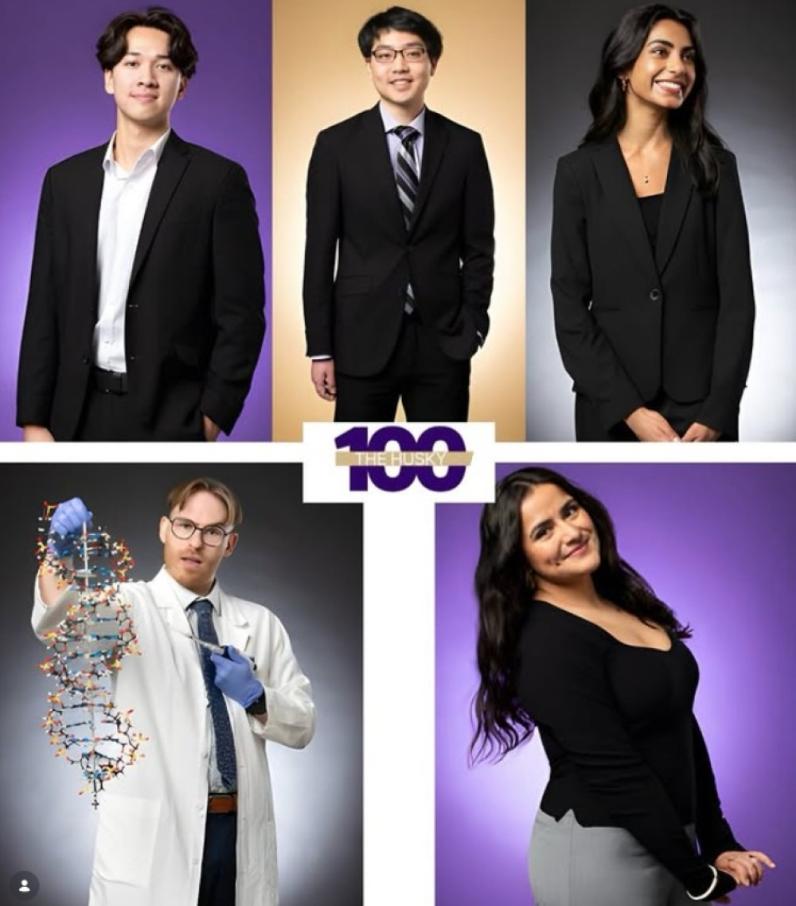 Headshots of the 5 Biology Husky 100 winners