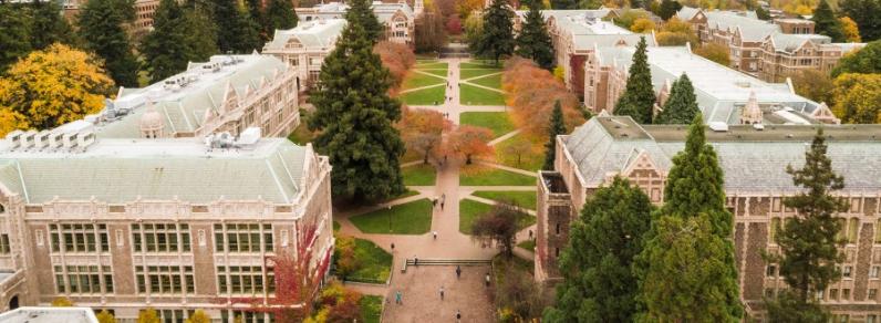 UW Campus quad from the air