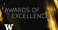 University of Washington Awards of Excellence graphic with gold accents on a black background.