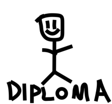 Stick figure with the work 'diploma' underneath