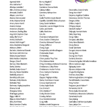Graduation program page listing names under "Bachelors in Biology," featuring an illustration of a husky on a DNA helix and the year "2026".