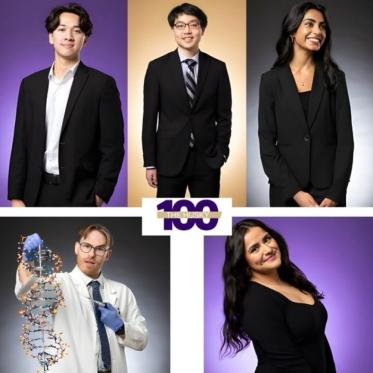 Headshots of the 5 Biology Husky 100 winners