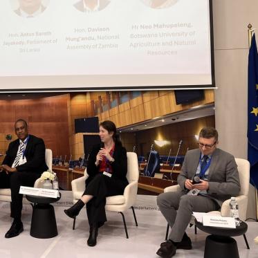 Biology Associate Professor Briana Abrahms at the International Parliamentary Roundtable